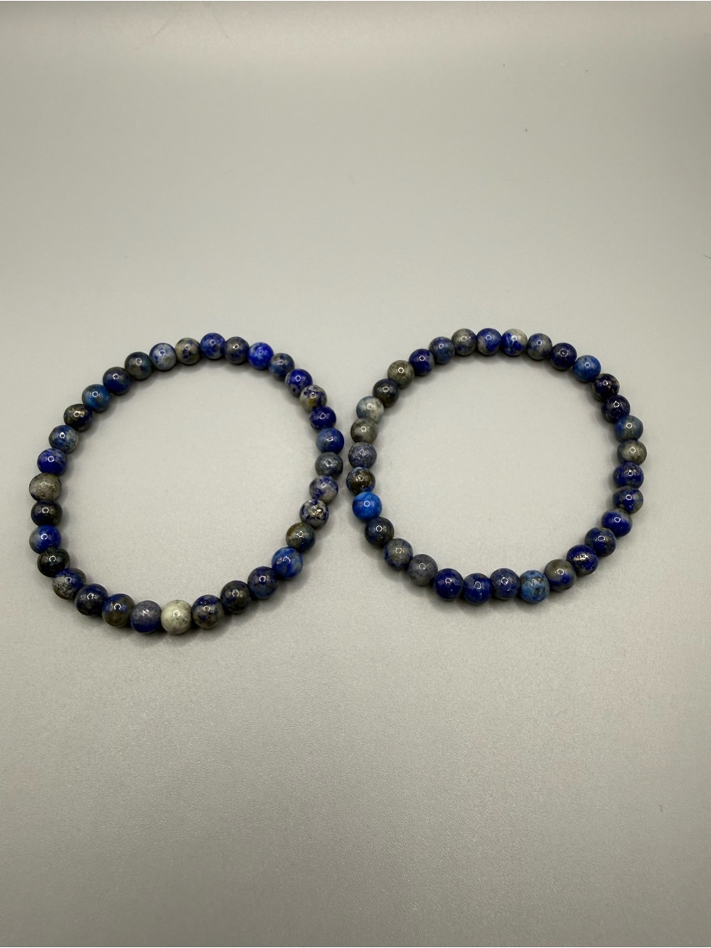 Blue and Gray Beaded Stretch Bracelets - Handmade #B0429T